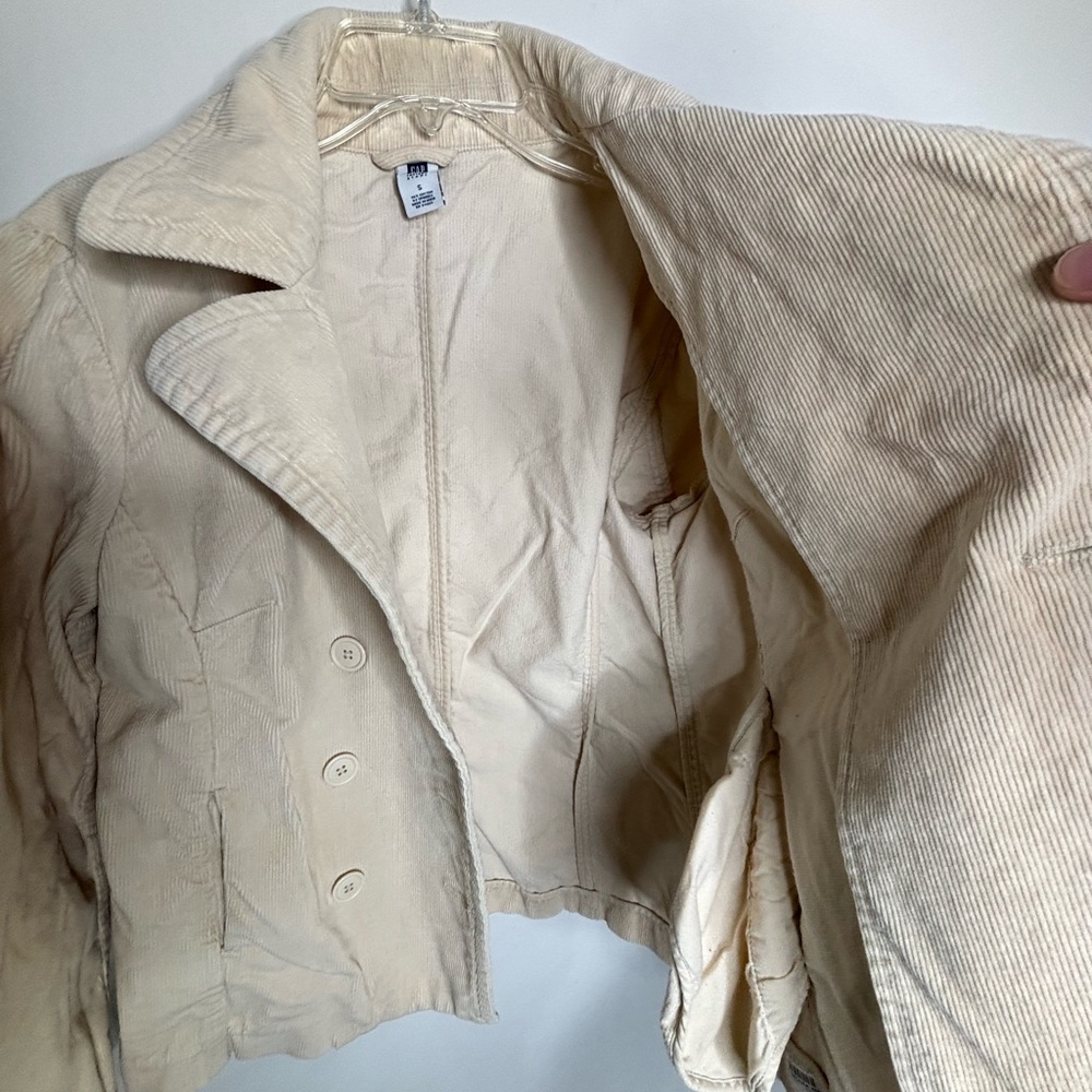 BN9 GAP Beige Corduroy Jacket Double-Breasted Pea Coat Women Small‎ - Picture 9 of 11